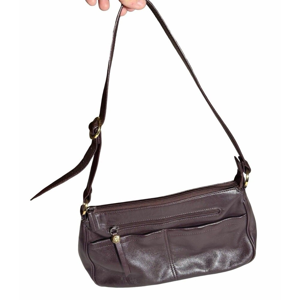 Etienne Aigner Burgundy Leather Purse Hand Shoulder Bag Classic Quiet Luxury